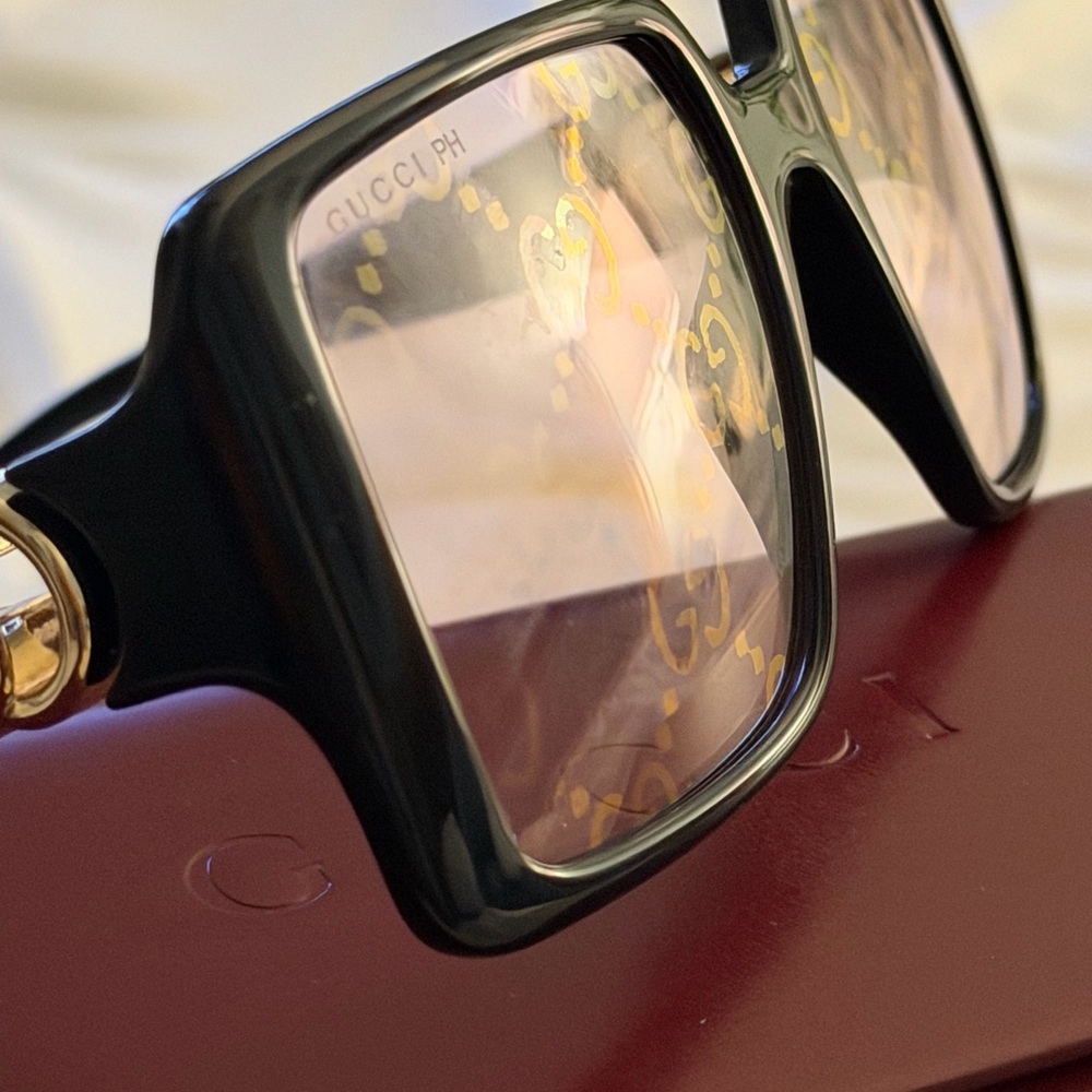Gucci Black and Gold Square Glasses- GUCCI GG1692S 006